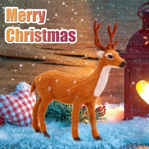 Behogar 6 Inch Christmas Standing Reindeer Elk Deer Figurine Toy Desktop Ornaments for Xmas Home Cafe Office Decor