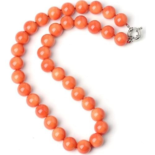 12 MM Full and Bright vivid orange beads Synthesis orange coral Necklace The best Christmas gift for Family