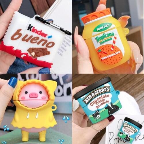 3D Kinder Bueno Chocolate Candy silicone cover Wireless charging bluetooth box for apple airpod 1 2 for airpods pro 3 cute case