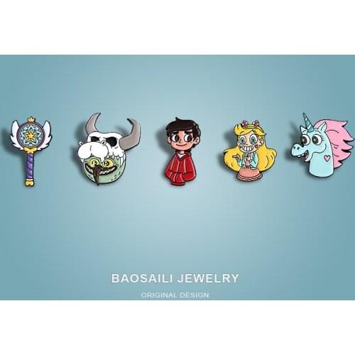 Fairy Tale Town Alloy Brooch, Creative Magic Wand, Unicorn Shape Paint Brooch Badge Pins Metal For Backpack