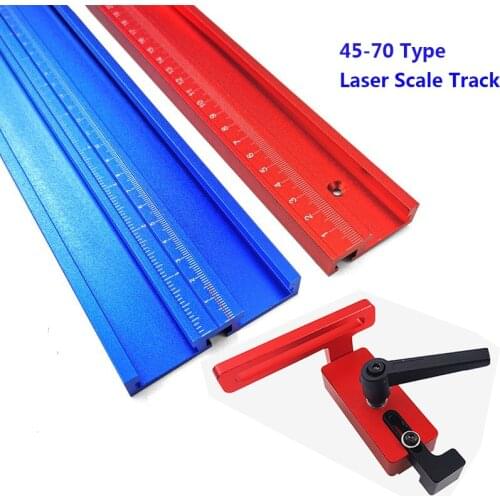 Chute Aluminium Alloy T-tracks 800mm T Slot w/ Scale and Standard Miter Track Stop for Workbench Router Table Woodworking Tools