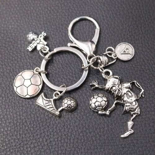 Creative and Personalized 26 Letters A-Z Customized Football Lovers DIY Charms Hip Hop Style Sports Metal Keychain Findings P430