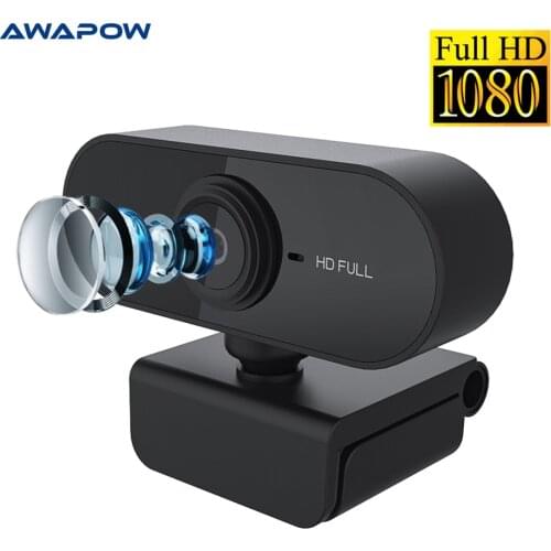 Awapow Webcam 1080P Full HD Web Cam With Microphone Rotatable Camera For PC Computer YouTube Video Call Conference USB 4K Camera