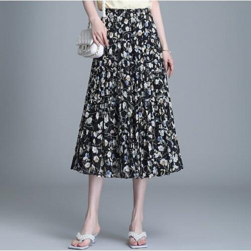 Women Pleated Tutu Tennis Beach Kawaii Skirt Jupe Punk Short Black White Blue Pink Chiffon Floral Skirts High Waist Sexy Summer