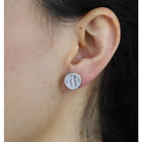 Micro Pave 5A Cubic Zirconia CZ Earrings Round Heart Shaped Hip Hop Ice Out Bling Screw Back Stud Earring For Women Men Jewelry