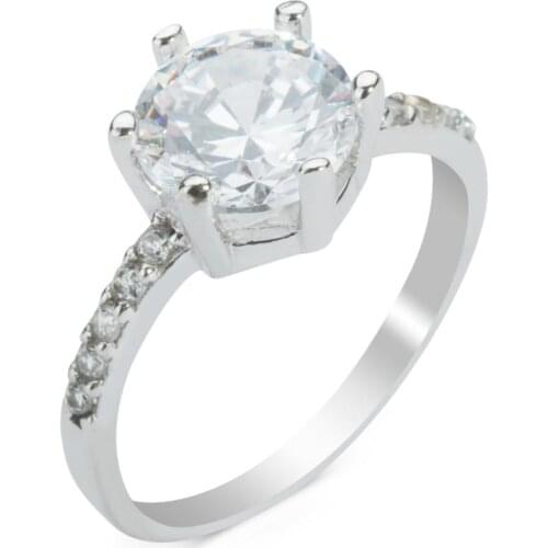 Handmade Women Solitaire Ring With Zircon Gemstone Wedding Anniversary Engagement Gifts Solid 925 Sterling Silver