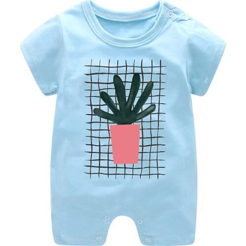 ZWY1062 Newborn Baby Boys Romper Summer Infant Toddler Girl Clothes Short Sleeve Cartoon Cotton Baby Jumpsuit 0-2y Kids Costume