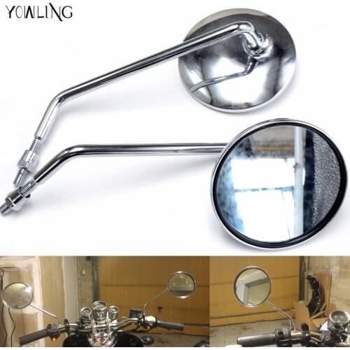 1 Pair 8MM &10MM Motorcycle Side Handlebar Mirrors Round Motorcycle motorbike scooter Mirrors Chrome for Kawasaki suzuki bmw