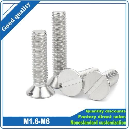 10/50pc 304 A2-70 Stainless Steel Metric Threaded Slotted Flat Countersunk Head Machine Screw Bolt M1.6 M2 M2.5 M3 M4 M5 M6 GB68