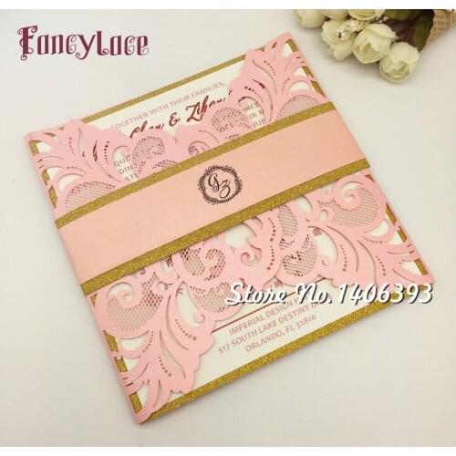 24 Colors Fashion Luxury Gold Glitter Wedding Invitations Print Personalized Blank Convites De Casamento Party Supplies 50pcs