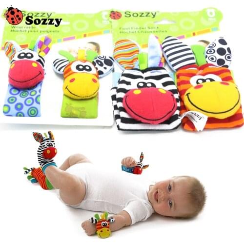 40pcs/lot Baby Rattle Toys Sozzy Garden Bug Wrist Rattle And Foot Socks 4 Style (2pcs Waist+2pcs Socks) 10Set