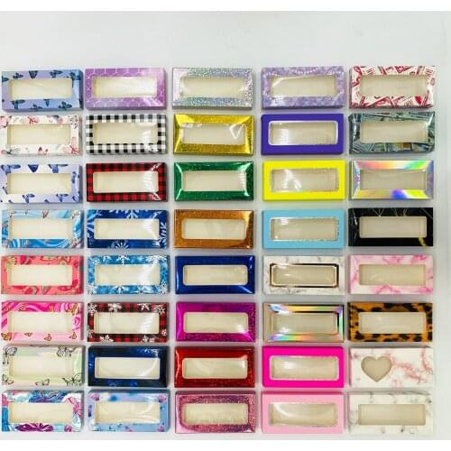 50pcs Card Paper Boxes Lashes Packaging Logo Customization Wholesale Bulk for Mink Eyelashes