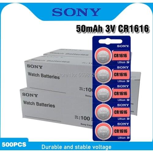 500Pcs/lot SONY CR1616 DL1616 ECR1616 LM1616 1616 3V Lithium Batteries Cell Button Coin Battery For Motherboard Watch