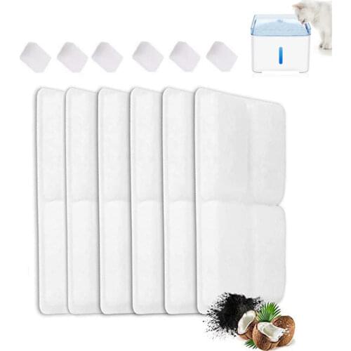 5 Pack Cat Water Fountain Filters Pet Fountain Replacement Filters with Coconut Activated Carbon Suitable for 2L Water Dispenser