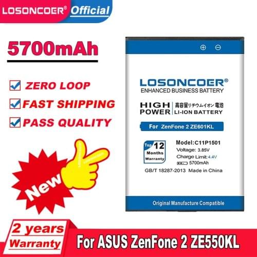LOSONCOER 5700mAh C11P1501 Battery For Asus Zenfone 2 Laser ZE601KL Battery Zenfone2 Selfie ZE550KL Z00LD Z011D ZD551KL ZE600KL