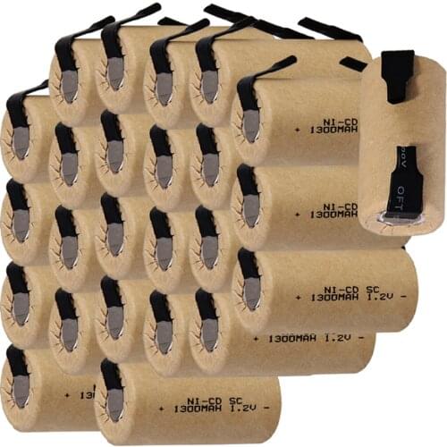 25 pcs SC batteries power tool battery SUB C rechargeable batterie 1300mah nicd 42.5mm*22mm overseas warehouse fast ship