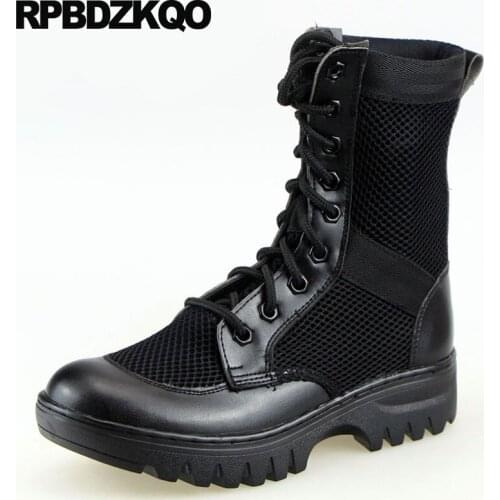 Army Lace Up Desert Ankle Outdoor Retro Combat Boots Plus Size Shoes Thick Soled 2018 Tactical Military Cheap Men Mesh Black