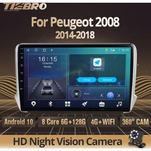 Android 10.0 Car Radio For Peugeot 2008 2014-2018 GPS Car Multimedia Video Player Auto Radio Navigation DSP Stereo Receiver IGO