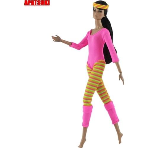 One Piece Pink Fashion Outfit Jumpsuit Sport Yoga Clothes For Barbie Doll 1/6 Dollhouse Accessories Christmas Gift Kid Child Toy