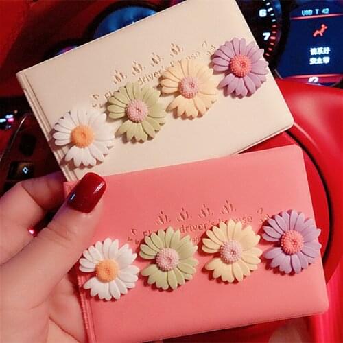 Small Daisy Creative Men and Womens Driving License Folder Drivers License Holster Pack Card Case
