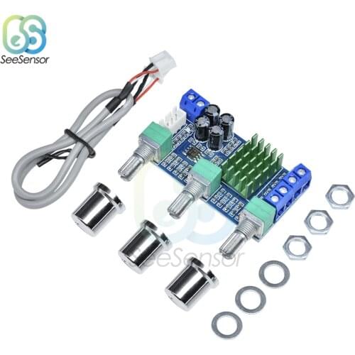 TPA3116D2 DC 12V 24V 80W x 2 Dual Channel Digital Audio Treble Bass Regulating Preset Pre Amplifier Board 80W + 80W