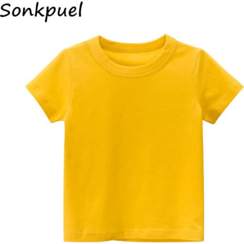 Pure Cotton Baby Girl T-shirt Tops Summer Boys Short Sleeve Kids Tees Toddler Girls T Shirts Solid Colors Childrens Clothes