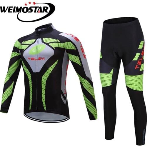 TELEYI Cycling Jersey Clothing Sets Men Bicycle Clothing quick dry Long Sleeve Ropa Ciclismo Bike Jersey Sport BiB padded suit