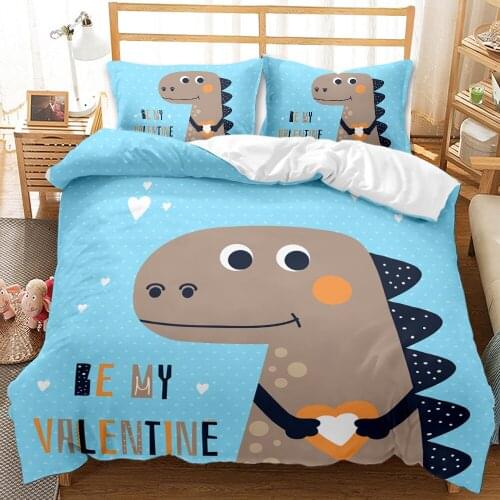 Cartoon Dinosaur Bedding Set 2/3 Cute Kids Animal Duvet Cover Double King Queen Decorative Children Boys Gift Bedclothes