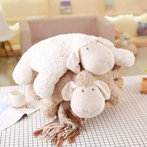 Korea Lamb Folding Plush Pillow Soft Stuffed Animal Simulation Sheep Plush Changeable Doll For Children Room Decor Chair Cushion