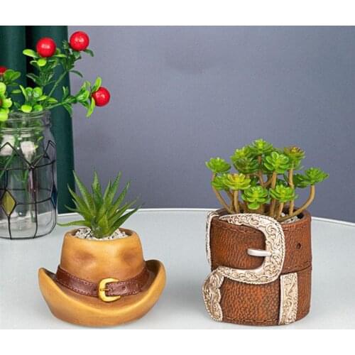 Western Cowboy Hat Planter Creative Plant Pot Pretty Succulent Planter for Decor