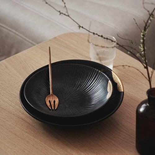 Creative Black Gold-plated Dinner Plate Steak Plate Dessert Plate Kitchen Plate Ceramic Plate