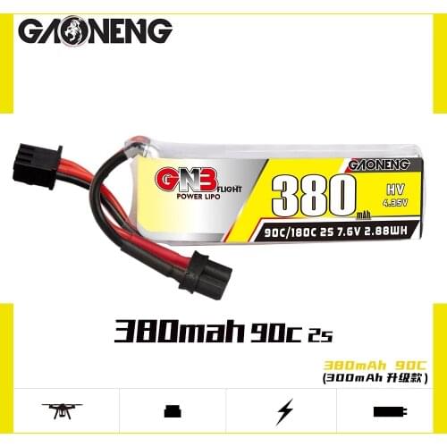 Gaoneng GNB 380mah 2S 7.6V HV 90C/180C Lipo battery with XT30 Plug for BETAFPV Beta75X 2S Beta65X 2S Whoop Drones