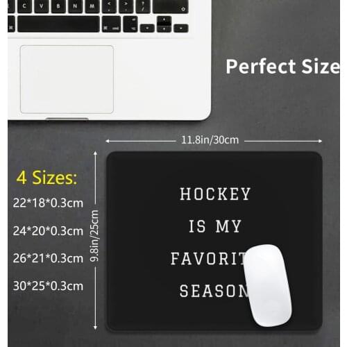 Favorite Season ( White W / Black Background ) Mouse Pad DIY Print Hockey Season Sports Cute Quotes Ice