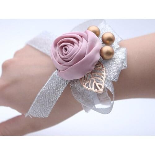 Fashion Artificial Wrist Flower Bridesmaid Sisters Hand Flowers Prom Wedding Bracelet Accessories Gifts For Guests Bridal