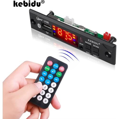 Kebidu 5V 12V MP3 WMA Decoder Board Wireless Bluetooth Car Audio USB TF FM Radio Module with Remote Control For Car accessories