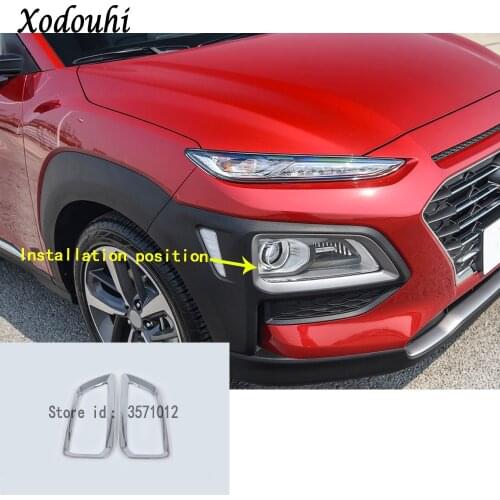For Hyundai Kona Encino Kauai 2017 2018 2019 2020 Car Sticker Head Front Fog Light Lamp Frame Styling Cover Trim Parts Moulding