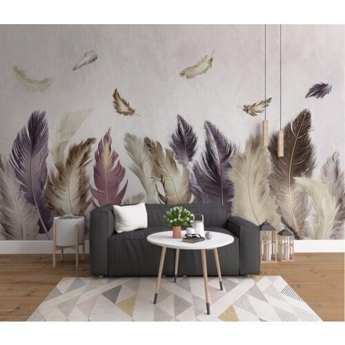 Bacaz Custom 3D Photo Wallpaper Modern Simple Creative Designs Colorful Feather Large Mural Wall Painting Art Wallpaper decor