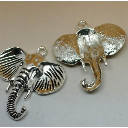 Nevstop 5Pcs/lot Antique Silver Elephant Head Charms 59x60mm Big Animal Pendant Jewelry Making