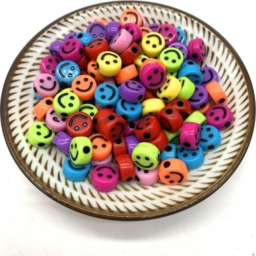 New 20pcs 10mm Smiley face Acrylic Round Shape Beads For DIY Handmade Jewelry Craft Accessories#01