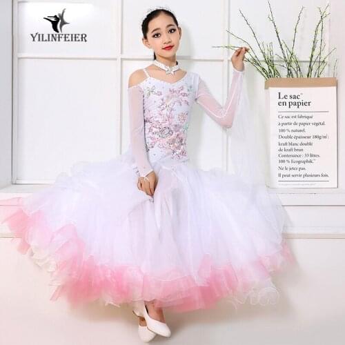 New childrens modern dress girls ballroom dancing costumes dress art performances S7020