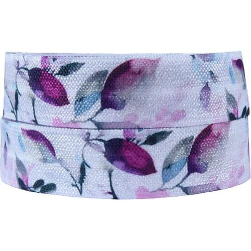 New arrival watercolor flower pattern fold over elastic for hair bands
