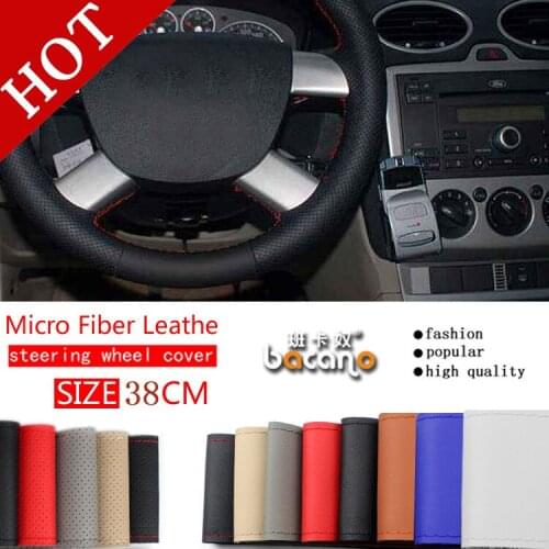 DIY Steering Wheel Covers Extremely Soft Leather Braid on the Steering-Wheel of Car With Needle and Thread Interior Accessories