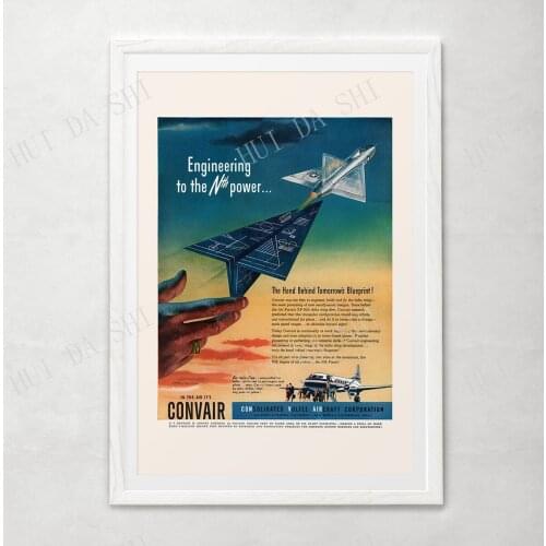 RETRO AIRPLANE POSTER - Vintage Jet Airliner Poster, Aerospace, Poster, Airplane Art, Mid-Century, 1950s, Office Art