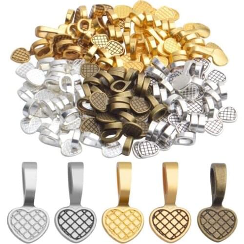 20pcs 19X10MM Heart Glue on Bails Charm Pendant for Jewelry Making Necklace Earring Bail Scrabble Making Supplies