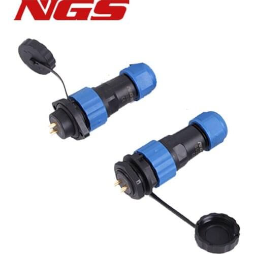 SP20 IP68 Waterproof Connector Straight 1/2/3/4/5/6/7/9/10/12/14 Pin Docking Flange Back Nut Square Aviation Plug