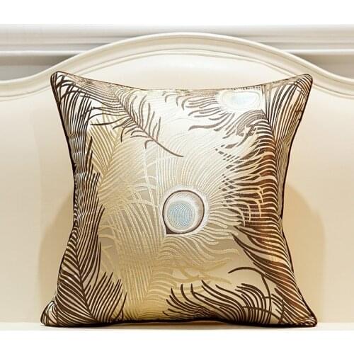 Satin peacock embroidery cushions Luxury car pillow Decorative cushion European cushion cover office