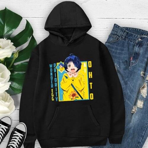 Wonder Egg Priority Print Oversized Hoodie Women Men Spring Autumn Hooded Blouse Harajuku Jackets Anime Sweatshirts Ropa Mujer