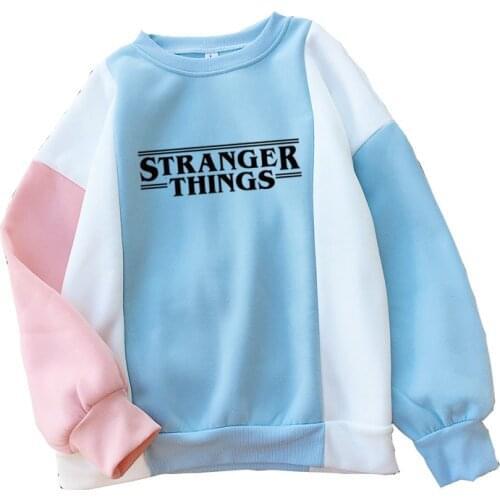 New Fashion Autumn Stranger Things Letter Print Sweatshirt Women Harajuku Casual Fashion Spell Color Stitching Thick Hoodies