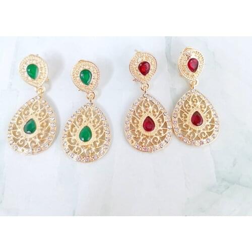 Traditional Moroccan female wedding bride earrings pendant earrings ethnic wedding jewelry hollow pattern earrings