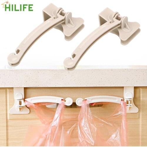 2 Pcs/Pack Plastic Trash Hanger Racks Kitchen Cabinet Garbage Bags Hooks For Storage Bag Cupboard Door Hanging Holder